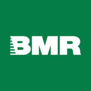 Logo de l'entreprise BMR en blanc sur vert.