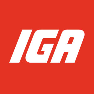 Logo IGA sur fond rouge