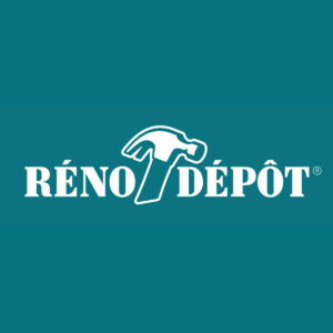 Logo de Rénovation Dépôt avec marteau blanc.